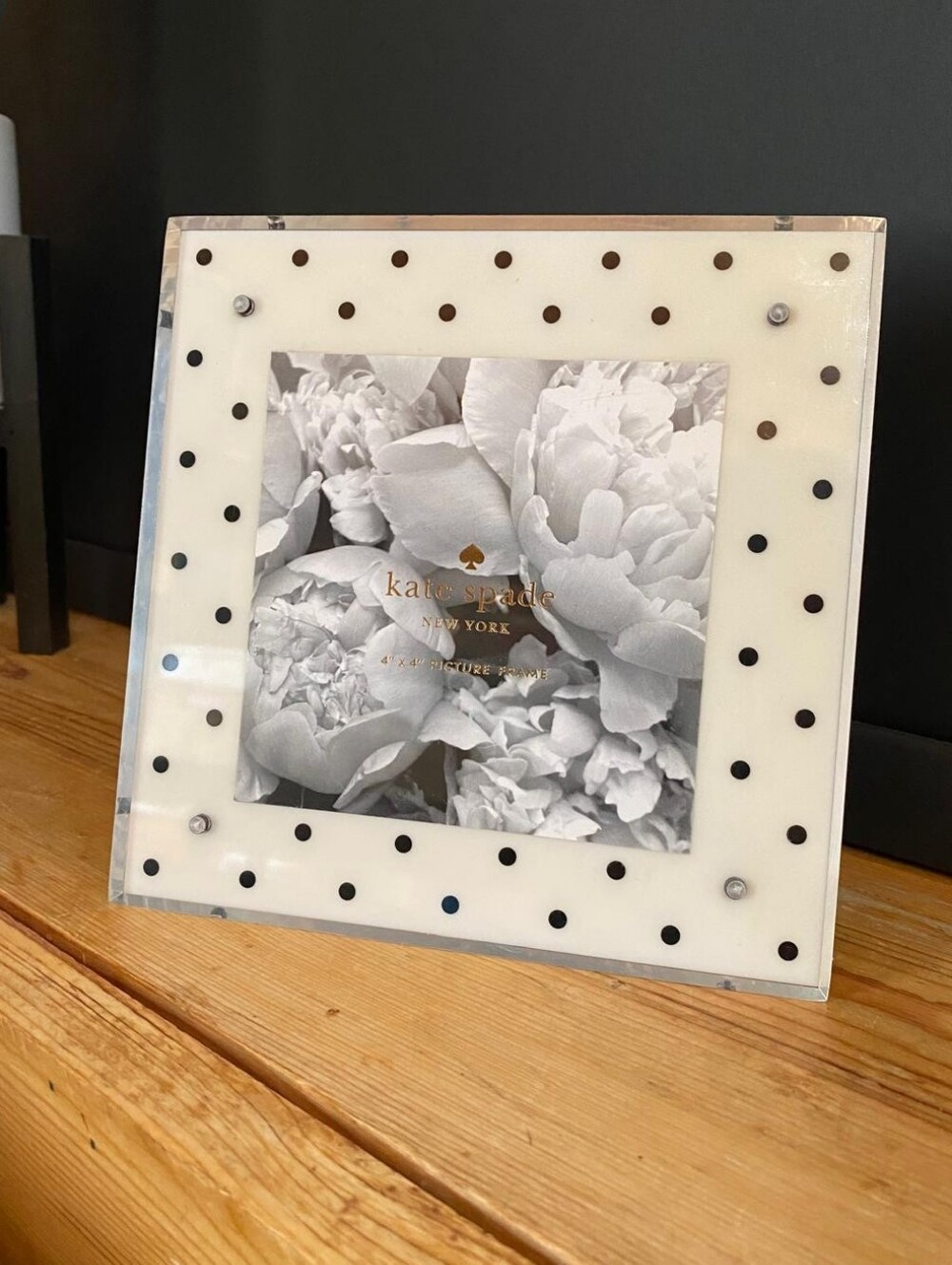 Rare Kate Spade Black And White Polka Dot Acrylic Picture Frame